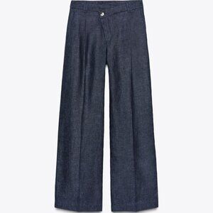 NWT Indigo Linen Wrap Waist Pants, XL